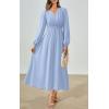 imagePRETTYGARDEN Womens Long Sleeve Maxi Dress 2025 Fall Trendy Elegant V Neck Flowy Wedding Guest Holiday Formal Long DressesLight Blue
