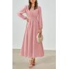 imagePRETTYGARDEN Womens Long Sleeve Maxi Dress 2025 Fall Trendy Elegant V Neck Flowy Wedding Guest Holiday Formal Long DressesPink