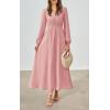 imagePRETTYGARDEN Womens Long Sleeve Maxi Dress 2025 Fall Trendy Elegant V Neck Flowy Wedding Guest Holiday Formal Long DressesPink