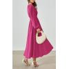 imagePRETTYGARDEN Womens Long Sleeve Maxi Dress 2025 Fall Trendy Elegant V Neck Flowy Wedding Guest Holiday Formal Long DressesRose Red