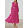 imagePRETTYGARDEN Womens Long Sleeve Maxi Dress 2025 Fall Trendy Elegant V Neck Flowy Wedding Guest Holiday Formal Long DressesRose Red