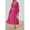 imagePRETTYGARDEN Womens Long Sleeve Maxi Dress 2025 Fall Trendy Elegant V Neck Flowy Wedding Guest Holiday Formal Long DressesRose Red