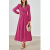 imagePRETTYGARDEN Womens Long Sleeve Maxi Dress 2025 Fall Trendy Elegant V Neck Flowy Wedding Guest Holiday Formal Long DressesRose Red