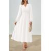 imagePRETTYGARDEN Womens Long Sleeve Maxi Dress 2025 Fall Trendy Elegant V Neck Flowy Wedding Guest Holiday Formal Long DressesWhite
