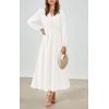 imagePRETTYGARDEN Womens Long Sleeve Maxi Dress 2025 Fall Trendy Elegant V Neck Flowy Wedding Guest Holiday Formal Long DressesWhite
