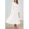 imagePRETTYGARDEN Womens Long Sleeve Maxi Dress 2025 Fall Trendy Elegant V Neck Flowy Wedding Guest Holiday Formal Long DressesWhite