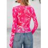imagePRETTYGARDEN Womens Mesh Long Sleeve Top 2025 Trendy Fall See Through Sheer Blouse Leopard Fitted Going Out Layering ShirtsFloral Rose Red