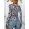 imagePRETTYGARDEN Womens Mesh Long Sleeve Top 2025 Trendy Fall See Through Sheer Blouse Leopard Fitted Going Out Layering ShirtsLeopard Light Blue
