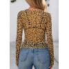 imagePRETTYGARDEN Womens Mesh Long Sleeve Top 2025 Trendy Fall See Through Sheer Blouse Leopard Fitted Going Out Layering ShirtsLeopard Yellow