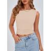 imagePRETTYGARDEN Womens Off Shoulder Tops 2025 Summer Trendy Casual Crop Top Cute Fitted Going Out Tshirts ShirtsBeige