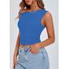 imagePRETTYGARDEN Womens Off Shoulder Tops 2025 Summer Trendy Casual Crop Top Cute Fitted Going Out Tshirts ShirtsBlue