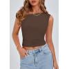 imagePRETTYGARDEN Womens Off Shoulder Tops 2025 Summer Trendy Casual Crop Top Cute Fitted Going Out Tshirts ShirtsCoffee