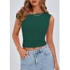 imagePRETTYGARDEN Womens Off Shoulder Tops 2025 Summer Trendy Casual Crop Top Cute Fitted Going Out Tshirts ShirtsDark Green