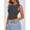 imagePRETTYGARDEN Womens Off Shoulder Tops 2025 Summer Trendy Casual Crop Top Cute Fitted Going Out Tshirts ShirtsDark Grey