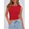 imagePRETTYGARDEN Womens Off Shoulder Tops 2025 Summer Trendy Casual Crop Top Cute Fitted Going Out Tshirts ShirtsRed