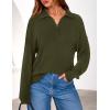 imagePRETTYGARDEN Womens Quarter Zip Pullover V Neck Fall Sweaters 2025 Long Sleeve Tops Collared Business Casual Winter ClothingArmy Green