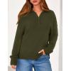 imagePRETTYGARDEN Womens Quarter Zip Pullover V Neck Fall Sweaters 2025 Long Sleeve Tops Collared Business Casual Winter ClothingArmy Green