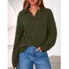 imagePRETTYGARDEN Womens Quarter Zip Pullover V Neck Fall Sweaters 2025 Long Sleeve Tops Collared Business Casual Winter ClothingArmy Green