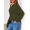imagePRETTYGARDEN Womens Quarter Zip Pullover V Neck Fall Sweaters 2025 Long Sleeve Tops Collared Business Casual Winter ClothingArmy Green