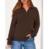 imagePRETTYGARDEN Womens Quarter Zip Pullover V Neck Fall Sweaters 2025 Long Sleeve Tops Collared Business Casual Winter ClothingBrown