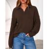 imagePRETTYGARDEN Womens Quarter Zip Pullover V Neck Fall Sweaters 2025 Long Sleeve Tops Collared Business Casual Winter ClothingBrown