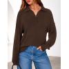imagePRETTYGARDEN Womens Quarter Zip Pullover V Neck Fall Sweaters 2025 Long Sleeve Tops Collared Business Casual Winter ClothingBrown