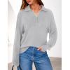 imagePRETTYGARDEN Womens Quarter Zip Pullover V Neck Fall Sweaters 2025 Long Sleeve Tops Collared Business Casual Winter ClothingGrey