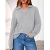 imagePRETTYGARDEN Womens Quarter Zip Pullover V Neck Fall Sweaters 2025 Long Sleeve Tops Collared Business Casual Winter ClothingGrey