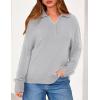 imagePRETTYGARDEN Womens Quarter Zip Pullover V Neck Fall Sweaters 2025 Long Sleeve Tops Collared Business Casual Winter ClothingGrey
