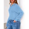 imagePRETTYGARDEN Womens Quarter Zip Pullover V Neck Fall Sweaters 2025 Long Sleeve Tops Collared Business Casual Winter ClothingLight Blue