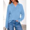 imagePRETTYGARDEN Womens Quarter Zip Pullover V Neck Fall Sweaters 2025 Long Sleeve Tops Collared Business Casual Winter ClothingLight Blue