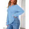 imagePRETTYGARDEN Womens Quarter Zip Pullover V Neck Fall Sweaters 2025 Long Sleeve Tops Collared Business Casual Winter ClothingLight Blue