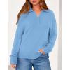 imagePRETTYGARDEN Womens Quarter Zip Pullover V Neck Fall Sweaters 2025 Long Sleeve Tops Collared Business Casual Winter ClothingLight Blue