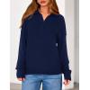 imagePRETTYGARDEN Womens Quarter Zip Pullover V Neck Fall Sweaters 2025 Long Sleeve Tops Collared Business Casual Winter ClothingNavy Blue