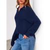 imagePRETTYGARDEN Womens Quarter Zip Pullover V Neck Fall Sweaters 2025 Long Sleeve Tops Collared Business Casual Winter ClothingNavy Blue