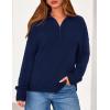imagePRETTYGARDEN Womens Quarter Zip Pullover V Neck Fall Sweaters 2025 Long Sleeve Tops Collared Business Casual Winter ClothingNavy Blue