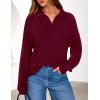 imagePRETTYGARDEN Womens Quarter Zip Pullover V Neck Fall Sweaters 2025 Long Sleeve Tops Collared Business Casual Winter ClothingWine Red