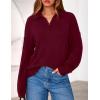 imagePRETTYGARDEN Womens Quarter Zip Pullover V Neck Fall Sweaters 2025 Long Sleeve Tops Collared Business Casual Winter ClothingWine Red