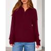 imagePRETTYGARDEN Womens Quarter Zip Pullover V Neck Fall Sweaters 2025 Long Sleeve Tops Collared Business Casual Winter ClothingWine Red