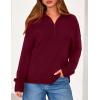 imagePRETTYGARDEN Womens Quarter Zip Pullover V Neck Fall Sweaters 2025 Long Sleeve Tops Collared Business Casual Winter ClothingWine Red