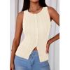 imagePRETTYGARDEN Womens Ribbed Tank Top Summer 2025 Open Front Button Down Sleeveless Shirts Fashion Clothing Going Out Vest TopsApricot