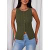 imagePRETTYGARDEN Womens Ribbed Tank Top Summer 2025 Open Front Button Down Sleeveless Shirts Fashion Clothing Going Out Vest TopsArmy Green