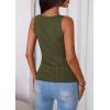imagePRETTYGARDEN Womens Ribbed Tank Top Summer 2025 Open Front Button Down Sleeveless Shirts Fashion Clothing Going Out Vest TopsArmy Green