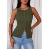 imagePRETTYGARDEN Womens Ribbed Tank Top Summer 2025 Open Front Button Down Sleeveless Shirts Fashion Clothing Going Out Vest TopsArmy Green