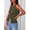 imagePRETTYGARDEN Womens Ribbed Tank Top Summer 2025 Open Front Button Down Sleeveless Shirts Fashion Clothing Going Out Vest TopsArmy Green