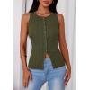 imagePRETTYGARDEN Womens Ribbed Tank Top Summer 2025 Open Front Button Down Sleeveless Shirts Fashion Clothing Going Out Vest TopsArmy Green