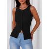imagePRETTYGARDEN Womens Ribbed Tank Top Summer 2025 Open Front Button Down Sleeveless Shirts Fashion Clothing Going Out Vest TopsBlack
