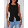 imagePRETTYGARDEN Womens Ribbed Tank Top Summer 2025 Open Front Button Down Sleeveless Shirts Fashion Clothing Going Out Vest TopsBlack