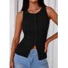 imagePRETTYGARDEN Womens Ribbed Tank Top Summer 2025 Open Front Button Down Sleeveless Shirts Fashion Clothing Going Out Vest TopsBlack