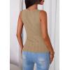 imagePRETTYGARDEN Womens Ribbed Tank Top Summer 2025 Open Front Button Down Sleeveless Shirts Fashion Clothing Going Out Vest TopsCamel